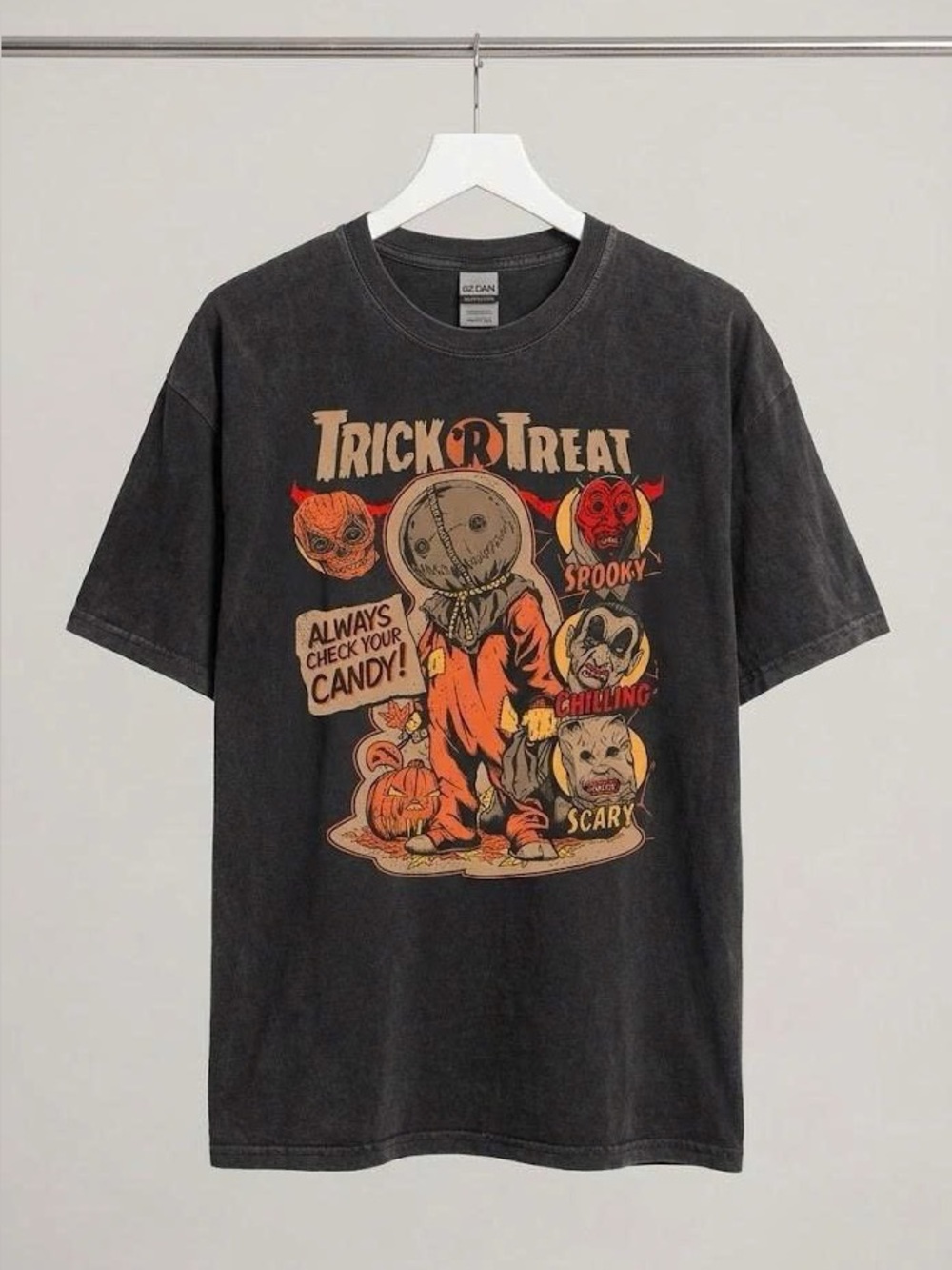 Vintage Trick R Treat Sam T-Shirt Always Check Your Candy Horror Movie Graphic